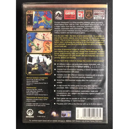 Europa Universalis - PC Video Game - For Collectors | Pre-Owned
