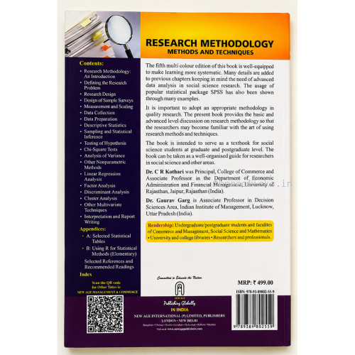Research Methodology Methods and Techniques by C.R. Kothari and Gaurav Garg - 5th Multi Colour Edition - New Age International Publishers - Like New | Used