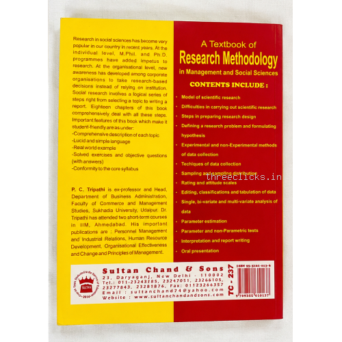 A Textbook of Research Methodology in Management and Social Sciences by P.C. Tripathi - Sultan Chand & Sons - Like New | Used